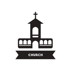 flat icon in black and white style building church  