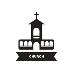 Obraz premium flat icon in black and white style building church 