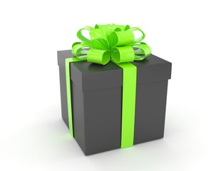 gift box with bows isolated on white. 3d rendering.
