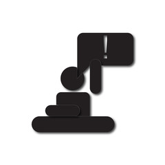 Back to School and Education vector flat icon in black and white style schoolboy silhouette