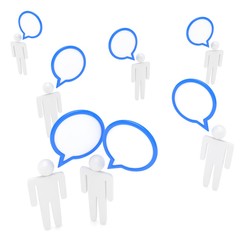 people with talk bubbles isolated over a white background. 3d rendering.