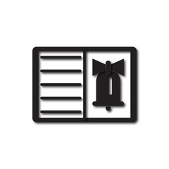 Back to School and Education vector flat icon in black and white style bell and book