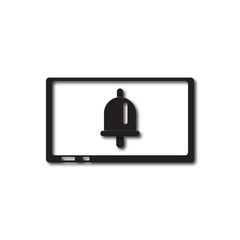 Back to School and Education vector flat icon in black and white style board and bell