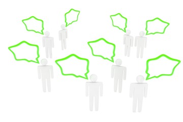 people with talk bubbles isolated over a white background. 3d rendering.