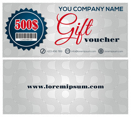 Vector illustration,Gift voucher template with clean and modern pattern.