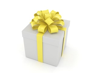 gift box with bows isolated on white. 3d rendering.
