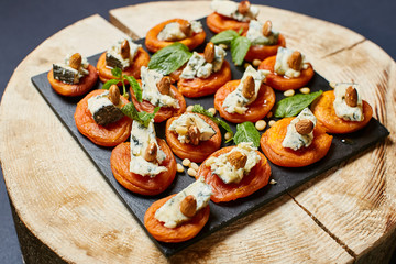 cheese, nuts and dried apricot