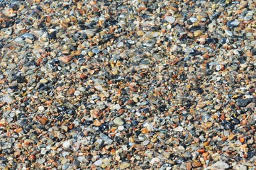 pebbles on beach of darsser ort in the waves.