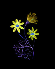 Obraz premium Neon watercolor painting of a cosmos flowers