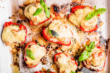 Stuffed peppers with meat and cheese
