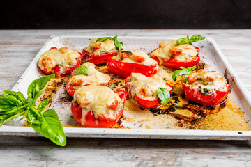Stuffed peppers with meat and cheese