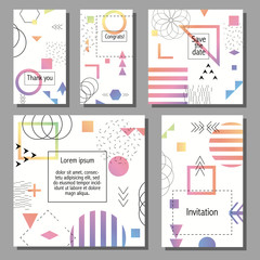 Set of artistic colorful universal cards. Wedding, anniversary, birthday, holiday, party. Design for poster, card, invitation. - 118894138