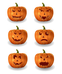 Vector set of halloween pumpkins.