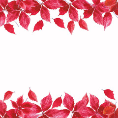Watercolor leaves frame. Autumn background.