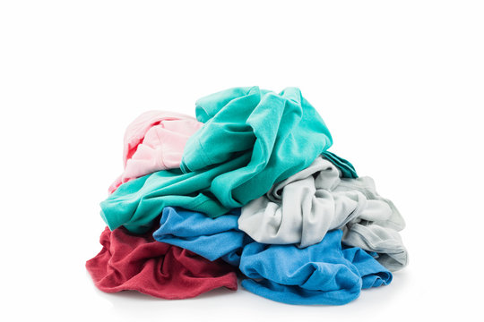 pile of dirty laundry Isolated on white.