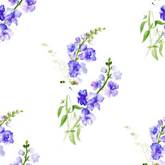 Watercolor purple flowers pattern