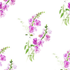Obraz na płótnie Canvas Watercolor pink flowers pattern