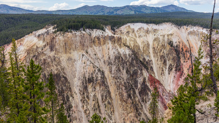 Amazing mountain landscape. Rocky walls along the Grand Canyon of the Yellowstone. Point sublime on the Grand Canyon of the Yellowstone, Yellowstone National Park, Wyoming