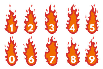 Flaming Number icons set.