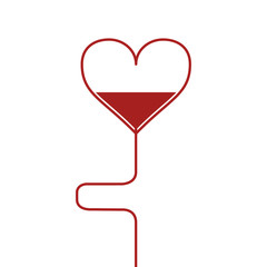 flat design blood bag icon and cartoon heart vector illustration