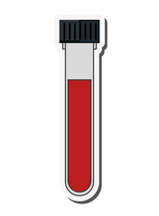 flat design test tube with blood icon vector illustration