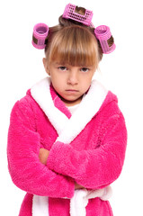 Little girl in bathrobe