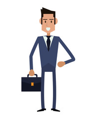 businessman suitcase cartoon man male avatar business suit cloth icon. Flat and Isolated design. Vector illustration