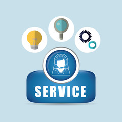 woman headphone bulb lupe gears customer service technical service call center icon set. Colorful and flat design. Vector illustration