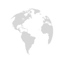 Fototapeta na wymiar planet earth map grey world icon. Flat and Isolated design. Vector illustration