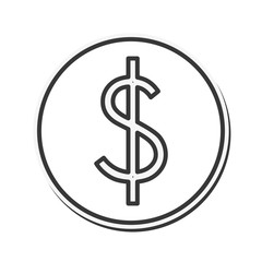 coin cash money finacial item icon. Flat and Isolated design. Vector illustration