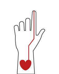 heart hand blood donation medical health care icon. Flat and Isolated design. Vector illustration