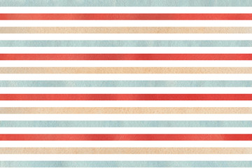 Watercolor beige, red and blue striped background.