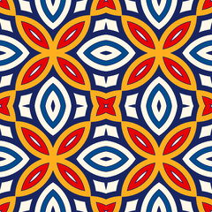 Seamless pattern with symmetric geometric ornament. Bright abstract background.
