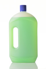 Household Cleaner in Green Color on White Background