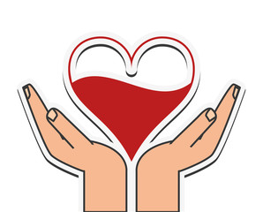 heart hand blood donation medical health care icon. Flat and Isolated design. Vector illustration