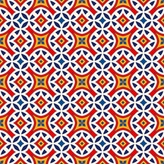 Seamless pattern with symmetric geometric ornament. Bright abstract background.
