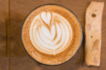  cup of coffee with heart pattern
