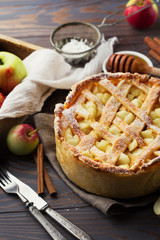 Homemade Organic Apple Pie, wooden table