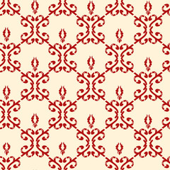 Christmas seamless red floral retro vector patterns tiling. Endless texture can be used for printing onto fabric and paper or scrap booking, surface textile, web page background.