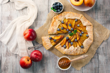 Homemade pie with peaches