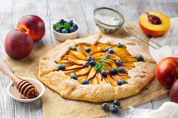 Homemade pie with peaches