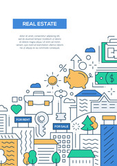 Real Estate - line design brochure poster template A4