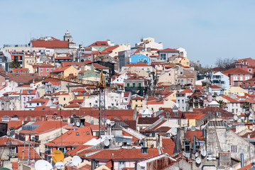 Fototapeta na wymiar Colorful European favelas in Lisbon Portugal