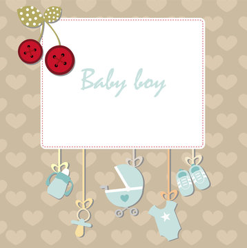photo frame with accessories for baby care. it's a girl. Baby boy