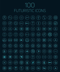 100 abstract vector futuristic icons.