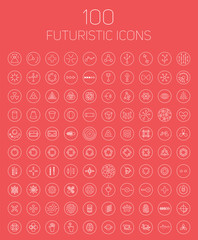 100 abstract vector futuristic icons.