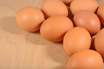 Fresh brown eggs close-up on