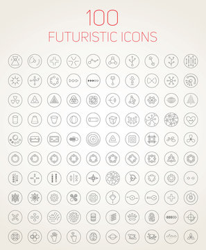 100 abstract vector futuristic icons.