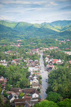 top view from Phusi hil , Luangprabang Lao