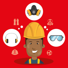 man worker equipment protection vector illustration design